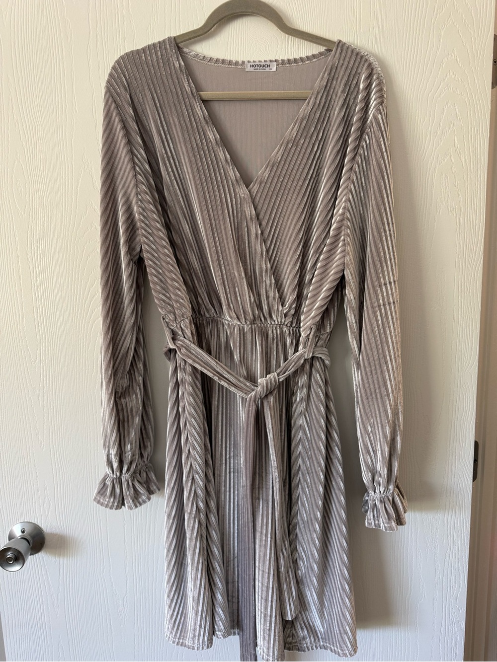 Silver Velvet Tie Dress